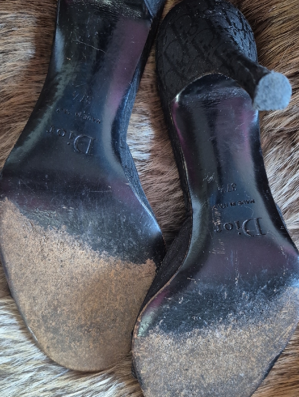 Vintage Christian Dior monogramed Mules Featuring Paddlock and Key Charm 7 (US) - Picture 3 of 6